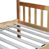 Twin Over Twin Rubber Wood Bunk Bed with Trundle, Convertible into 2 Twin Size Beds, Twin Size Bunk Bed with Ladder and Safety Guardrails,White Oak