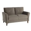 Brown Velvet Upholstery 1pc Comfort Loveseat Plush Seatbacks Tufted Detail Solid Wood Frame Modern Living Room Furniture
