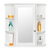 3-tier Single Door Mirror Indoor Bathroom Wall Mounted Cabinet Shelf White