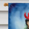 Papillon Christmas Reindeer House Flag Large Porch Sleeve Pole Decorative Outside Yard Banner Artwork Wall Hanging, Polyester, House Size, Multicolor