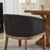Mid Century Modern Upholstered Barrel Dining Chairs with Arms,Farmhouse Linen Kitchen & Dining Room Chairs with Natural Hardwood Frame