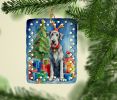 Irish Wolfhound Christmas Reindeer Porcelain Ornament Christmas Tree Hanging Decorations for Home Christmas Holiday, Rectangle, Gift, Multicolor