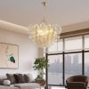 27.5-Inch Gold Pendant Light Chandelier with Threaded Clear Glass Globe Shade – Adjustable Height, Ideal for Living Room, Dining Room