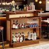 Rattan Home Bar Unit, 4-Tier Liquor Wine Bar Cabinet with Stemware Racks