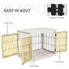 PawHut 26" Wooden Dog Cage Dog Crate Furniture, Indoor Dog Kennel, Dog Cage End Table with 2 Lockable Doors Entrance & Top Shelf, White