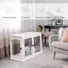 PawHut 26" Wooden Dog Cage Dog Crate Furniture, Indoor Dog Kennel, Dog Cage End Table with 2 Lockable Doors Entrance & Top Shelf, White
