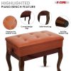 5 Core Piano Bench 3" Padded Cushioned Stool Wooden Heavy Duty Adjustable Musician Chair w Storage - PNB WD HD CML BR