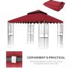 10x10 Ft Gazebo Replacement Canopy UV Protection Water-Repellent Polyester with Drain Holes and Mosquito Netting Top Only