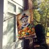 Samoyed Thanksgiving House Flag Large Porch Sleeve Pole Decorative Outside Yard Banner Artwork Wall Hanging, Polyester, House Size, Multicolor