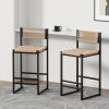 Kitchen Bar Stools with Footrest Set of 2 Paper Rope Weave Dining Chairs Counter Height Barstool (Style B Black & Honey)