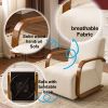 Cream Upholstered 360Ã‚Â° Swivel Accent Chair Ã¢â‚¬â€œ Solid Wood Curved Arms, Mid-Century Modern Design, Ergonomic Comfort for Living Room