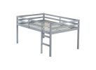 Full Rubber Wood Loft Bed with Ladder,Grey