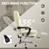 Vinsetto Massage Office Chair, Heated Reclining Office Desk Chair with Adjustable Height and Footrest, Beige