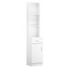 FCH Standing 5 Compartments 1 Drawer 1 Door MDF Barber Cabinet White