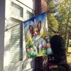 Papillon Easter Egg Hunt House Flag Large Porch Sleeve Pole Decorative Outside Yard Banner Artwork Wall Hanging, Polyester, House Size, Multicolor