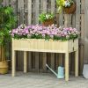 Outsunny Garden Planter Wood Rectangular Folding Outdoor Workstation with Drainage Hole 45.25'' x 22'' x 30''