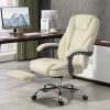Vinsetto Massage Office Chair, Heated Reclining Office Desk Chair with Adjustable Height and Footrest, Beige
