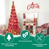 6FT Red Pop-Up Christmas Tree with 150 Warm White LED Lights, Ornaments Included Ã¢â‚¬â€œ 4 Ribbons, Bow, Flowers, Snowflakes