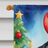 Black Pug Christmas Reindeer House Flag Large Porch Sleeve Pole Decorative Outside Yard Banner Artwork Wall Hanging, Polyester, House Size, Multicolor