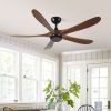 62 Inch wood Ceiling Fan no light with Remote Control, Low Profile Ceiling Fan without Light,Noiseless Reversible DC Motor with Timer