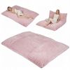 Pink Convertible Corduroy Bean Bag Floor Sofa for Adults, 76.5x55 Inch Sponge Filling Foldable Floor Mattress Guest Bed