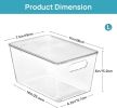 6 Pack Clear Stackable Storage Bins with Lids, Large Plastic Containers with Handle for Pantry Organizer and Storage,Perfect for Bathroom,Cabinet