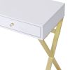 Coleen White & Gold Finish Vanity Desk W/Mirror & Jewelry Tray