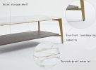 Coffee Table Rectangular Center Table for Living Room Open Space Side Table with Metal Frame