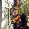 American Eskimo Thanksgiving House Flag Large Porch Sleeve Pole Decorative Outside Yard Banner Artwork Wall Hanging, Polyester, House Size, Multicolor