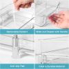 4 Pack 2 Tier Bathroom Under Sink Organizers and Storage, Clear Kitchen Pantry Organization, Pull Out Medicine Cabinet Organizer with Movable Dividers