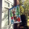 Chocolate Labrador Retriever Christmas Reindeer House Flag Large Porch Sleeve Pole Decorative Outside Yard Banner Artwork Wall Hanging, Polyester, Hou