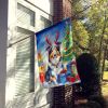 Collie Christmas Reindeer House Flag Large Porch Sleeve Pole Decorative Outside Yard Banner Artwork Wall Hanging, Polyester, House Size, Multicolor