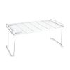 (2 pack) White Wire Folding Shelf Rack Organizer, Kitchen Cabinet and Pantry Storage Shelf for Countertop Organization and Cabinet Storage