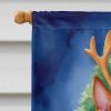 Basenji Christmas Reindeer House Flag Large Porch Sleeve Pole Decorative Outside Yard Banner Artwork Wall Hanging, Polyester, House Size, Multicolor
