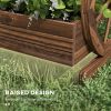 Outsunny 3-Tier Wooden Wagon Planter Box Raised Garden Bed for Vegetables Flowers Herbs Durable Brown 25 x 21 x 24