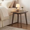 17" Square Side Table Solid Rubber Wood, Walnut Finish End Table for Living Room Bedroom
