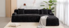 110" Cloud Sectional Sofa Upholstered Couch Free-combined Sofa for Living Room, Black