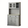 71" Gray Freestanding Kitchen Pantry Cabinet Modern Tall Hutch with Wide Countertop and Custom Adjustable Shelves