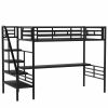Metal Loft Bed Frame with Desk;  No Box Spring Needed; Twin