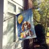 Cavalier Spaniel Happy Birthday House Flag Large Porch Sleeve Pole Decorative Outside Yard Banner Artwork Wall Hanging, Polyester, House Size, Multico