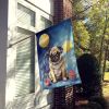 Pug Happy Birthday House Flag Large Porch Sleeve Pole Decorative Outside Yard Banner Artwork Wall Hanging, Polyester, House Size, Multicolor