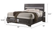 Traditional Style Full Size Storage Bed made with Wood in Gray