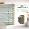 HOMCOM 5-Tier Display Cabinet, Wall-Mounted Display Case with 2 Glass Doors and Adjustable Shelves, Oak and White