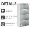 HOMCOM Lockable Medicine Cabinet 12"x24", 4 Tier, Stainless Steel, Bathroom Wall Box with Shelves