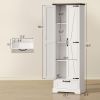 71" Pantry Cabinet, Kitchen Storage Cabinet with Adjustable Shelves, Barn Doors and Drawer for Dining Room, White