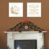 Trendy Decor 4U 2- Piece Vignette Golden Merry Christmas White Framed Wall Art for Living Room, Bedroom Wall Art Print for Home Decor by Mollie B