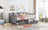 Full Size Daybed Wood Bed with Two Drawers,Gray(OLD SKU:LP000058AAE)