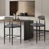 Barstools Set of 2, Upholstered Bar Stools with Backs and Iron Legs for Kitchen Island, Gray Fabric Seating 260LBS Weight Capacity