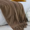 SOGA 2X Coffee Acrylic Knitted Throw Blanket  Couch Bed Sofa Home Decor