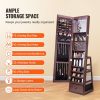 VEVOR Mirror Jewelry Cabinet 360Â° Swivel Standing Mirror with Storage Brown